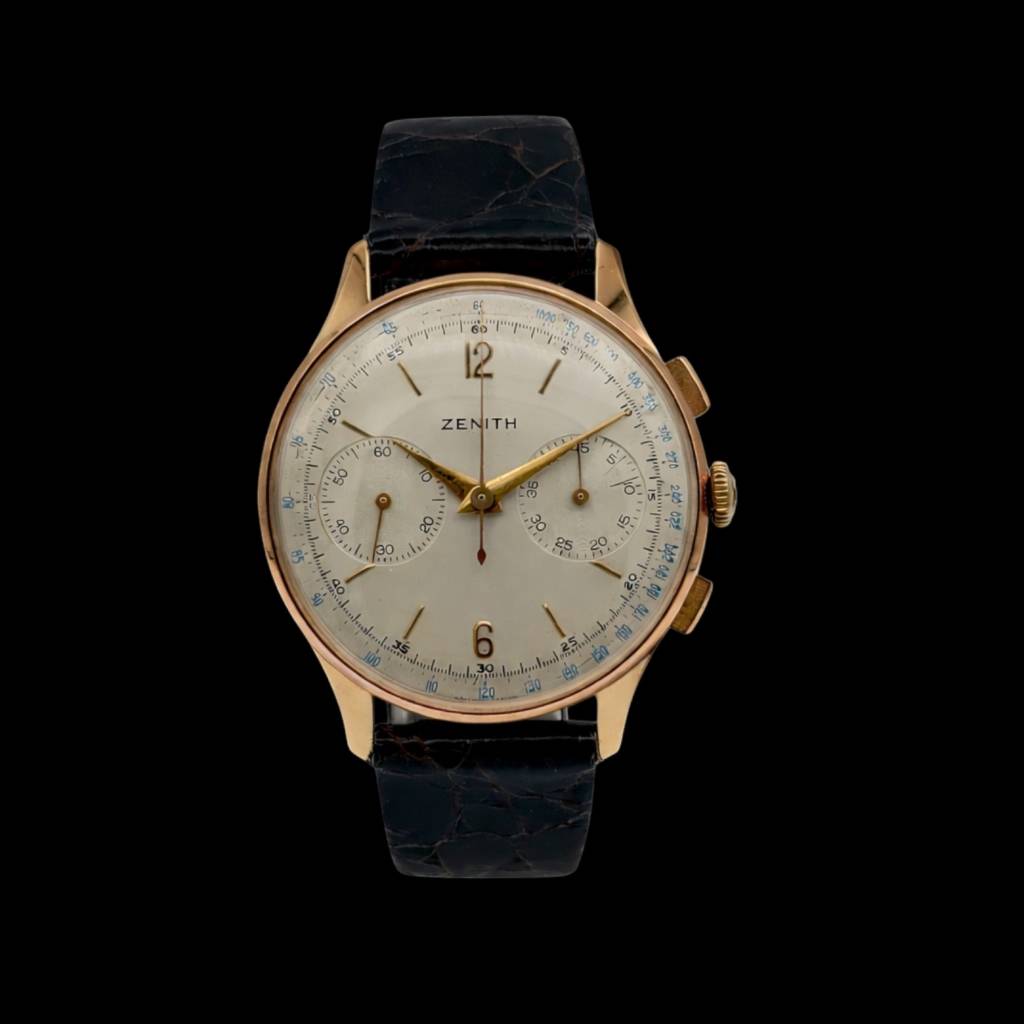 Chronograph Excelsior 18 kt. Roségold Full Set aus 1952 im nahezu unbenutzten Zustand